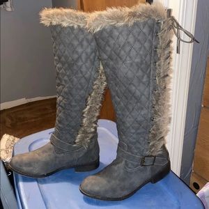 Light grey knee high boots
